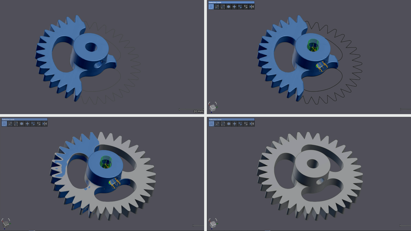 Ham datadan parametric CAD'e geçiş sürecini 4 aşamada Scan-to-CAD programında görselleştirmesi